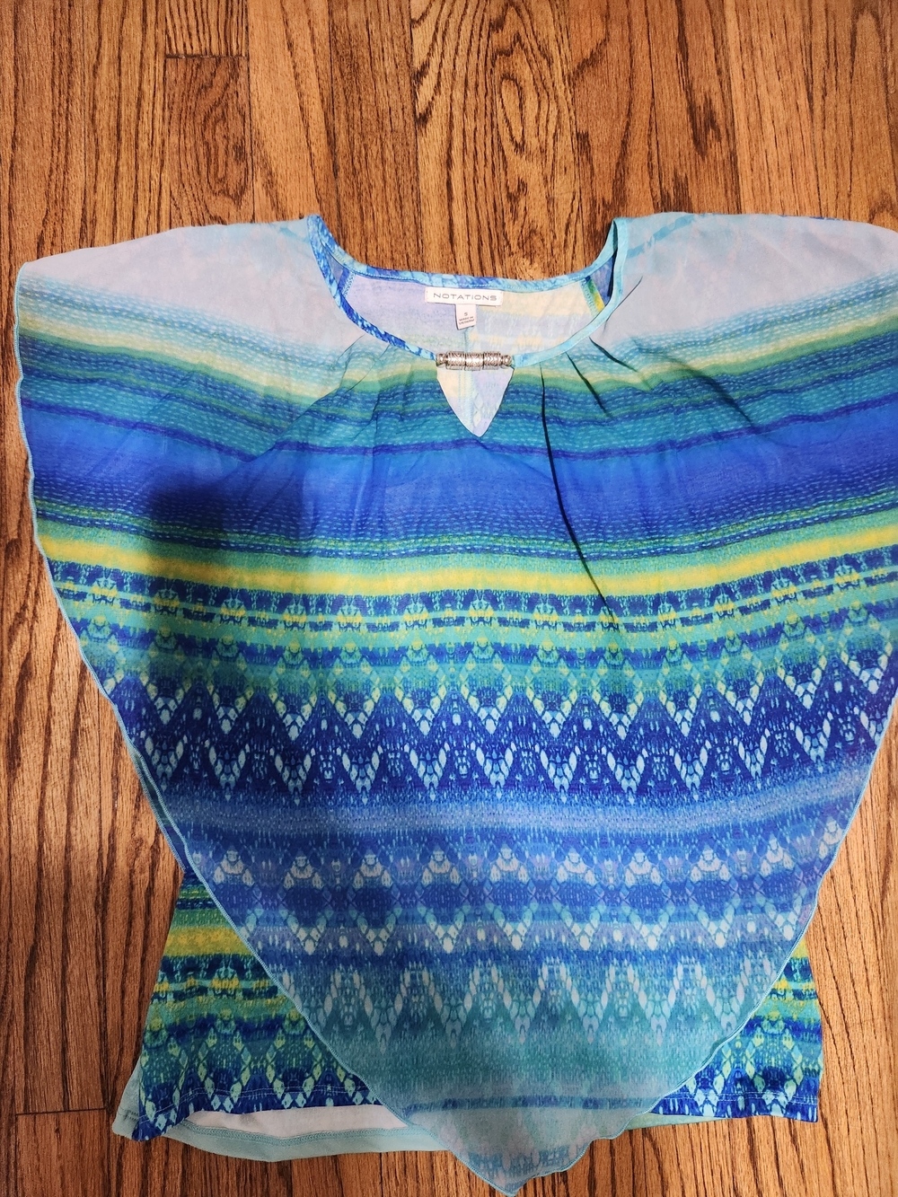 Notations Blue Multi-Stripe Printed Blouse